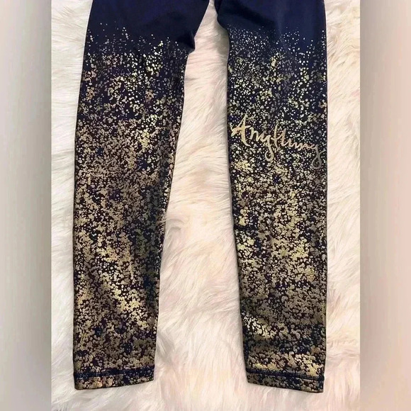 Lilly Pulitzer Luxletic Leggings Women's Small Weekender Blue Metallic Gold - Picture 4 of 8